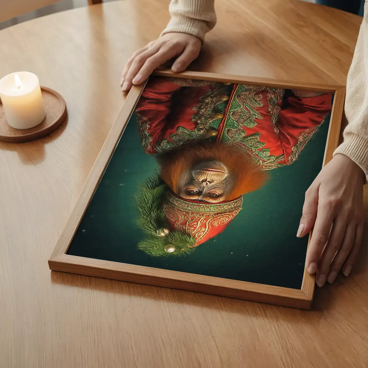 Christmas Orangutan Animal Portrait Print