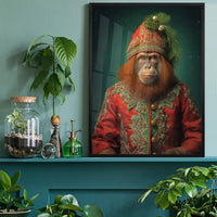 Christmas Orangutan Animal Portrait Print