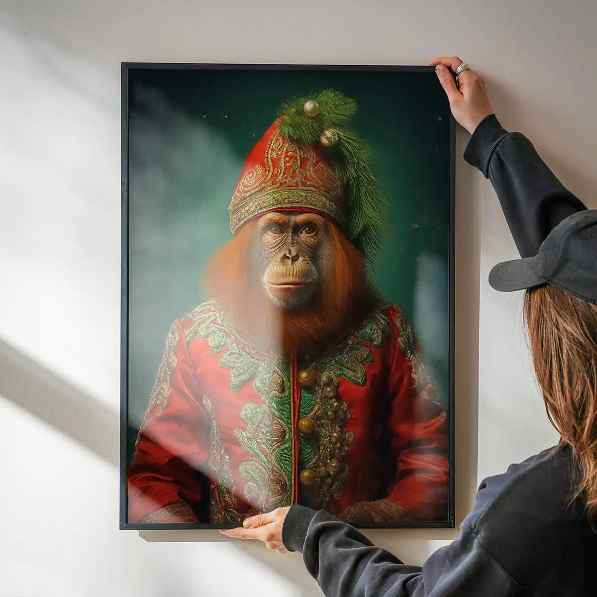 Christmas Orangutan Animal Portrait Print