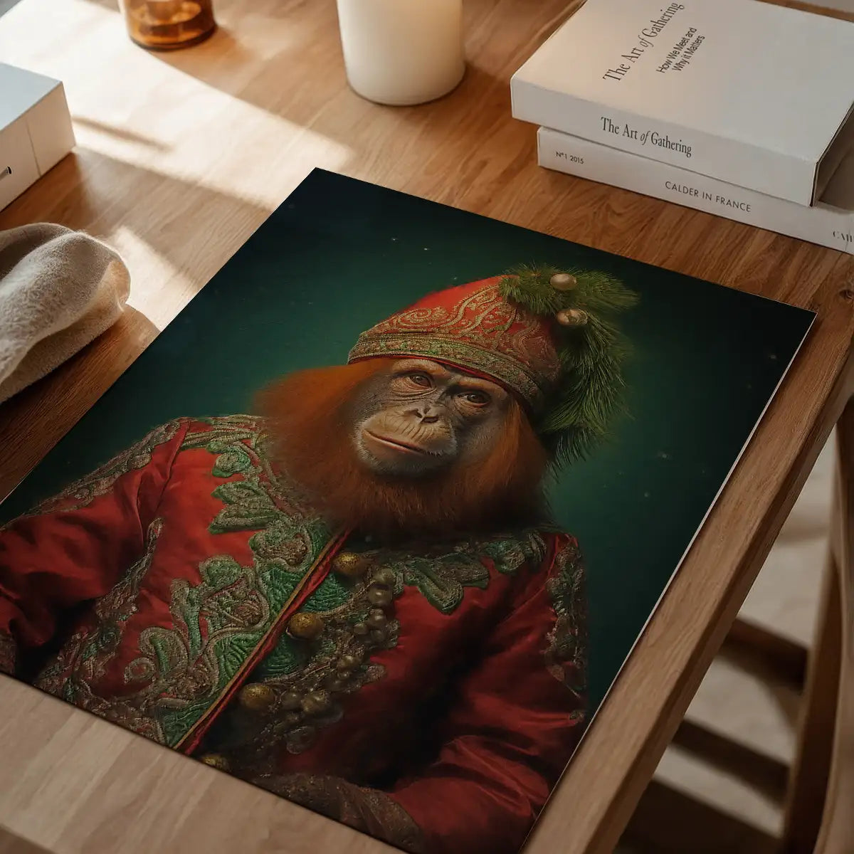 Christmas Orangutan Animal Portrait Print