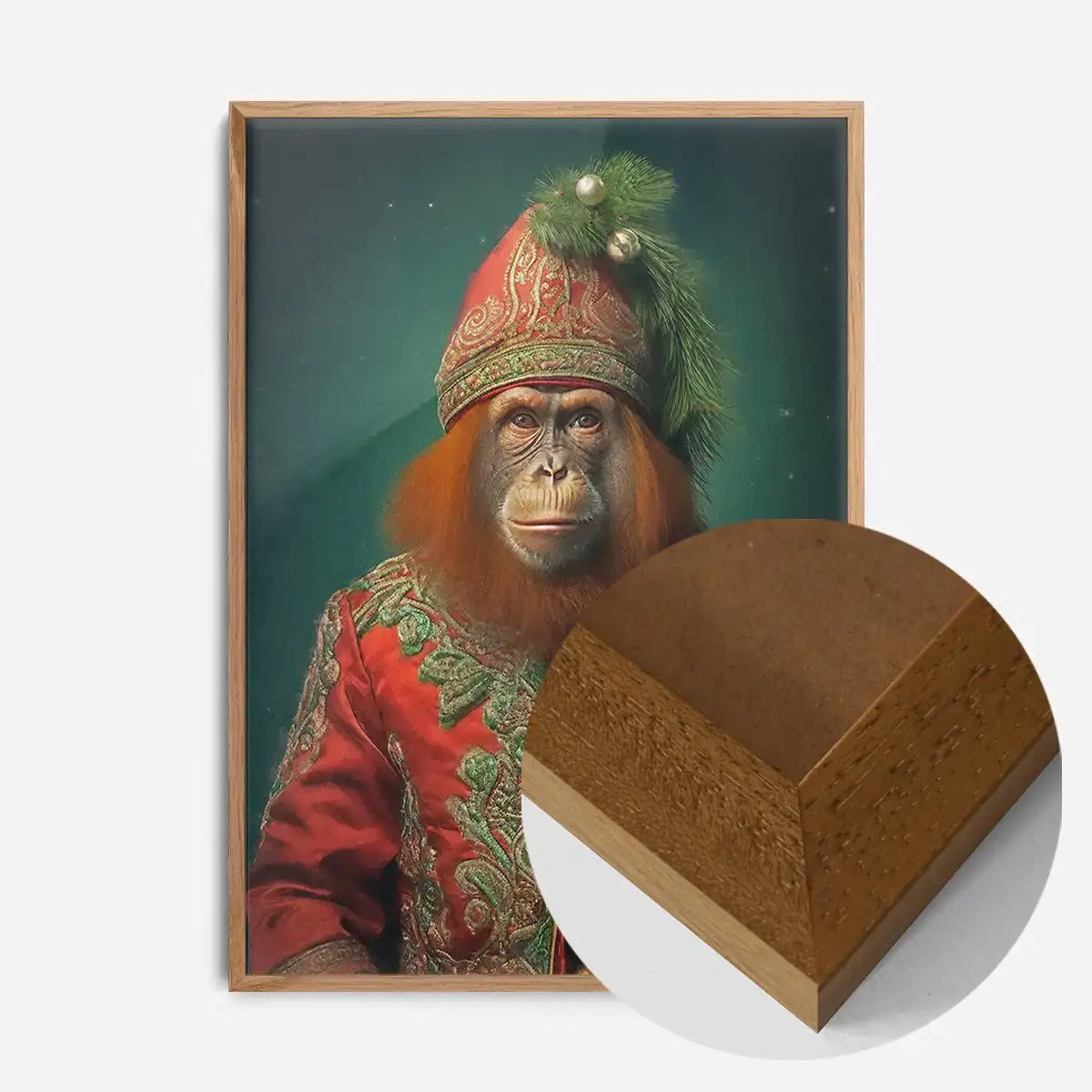 Christmas Orangutan Animal Portrait Print