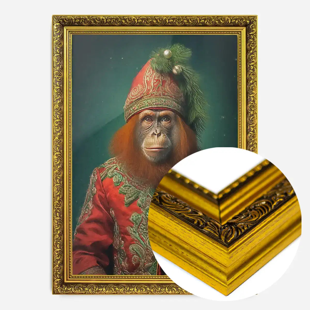 Christmas Orangutan Animal Portrait Print