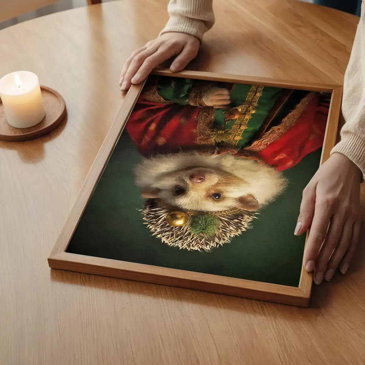 Christmas Hedgehog Animal Portrait Print