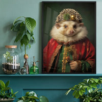 Christmas Hedgehog Animal Portrait Print
