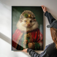 Christmas Hedgehog Animal Portrait Print