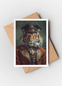 Festive Tiger with HatA6 Christmas Greetings Card