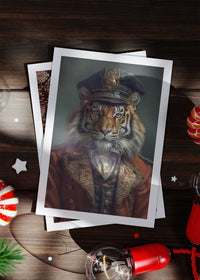 Festive Tiger with HatA6 Christmas Greetings Card