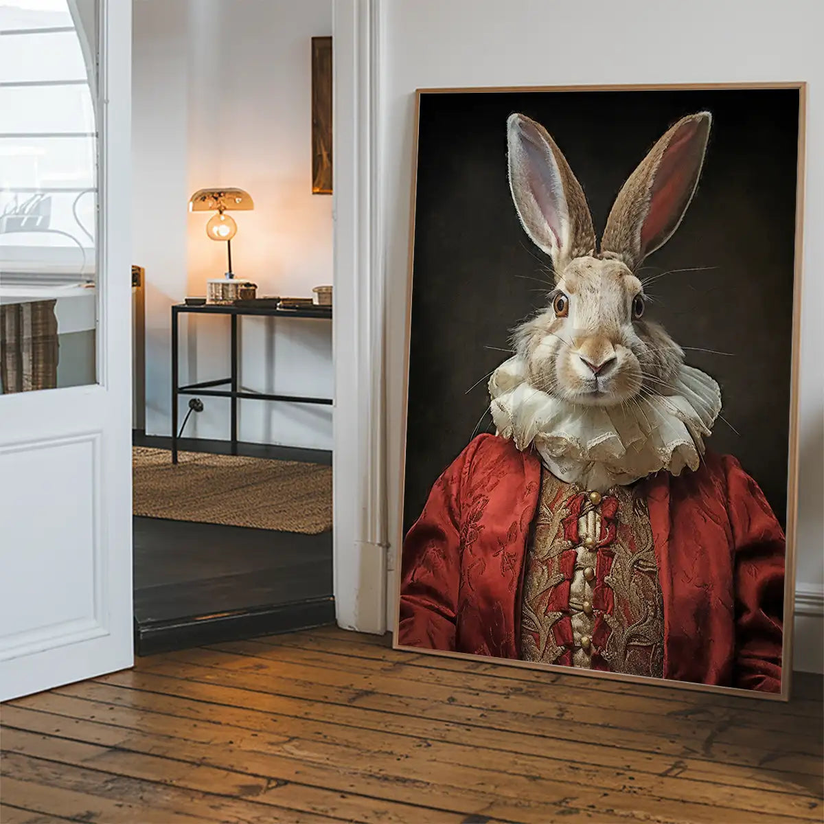 Christmas Rabbit Animal Portrait Print