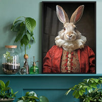 Christmas Rabbit Animal Portrait Print