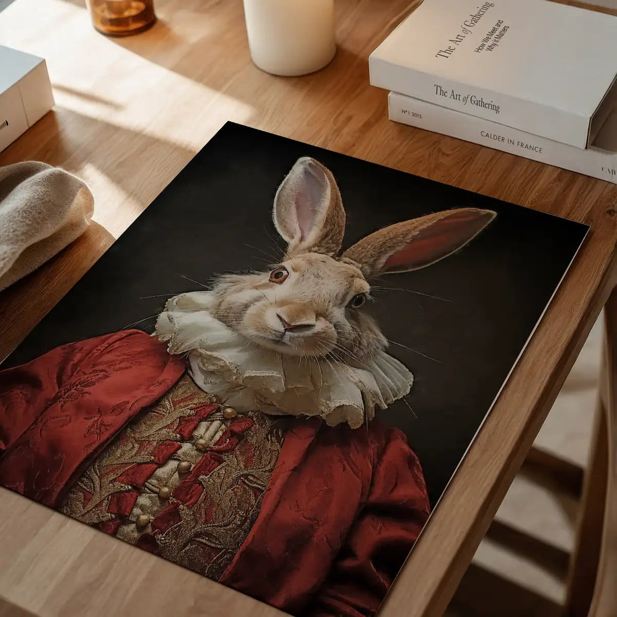 Christmas Rabbit Animal Portrait Print
