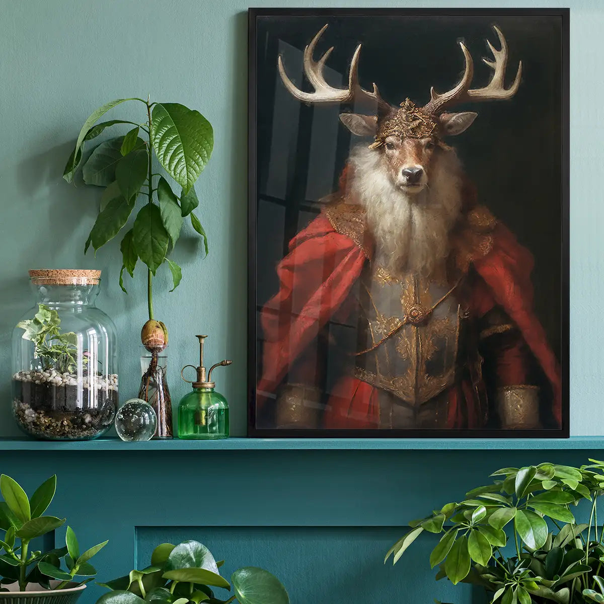 Christmas Stag Animal Portrait Print