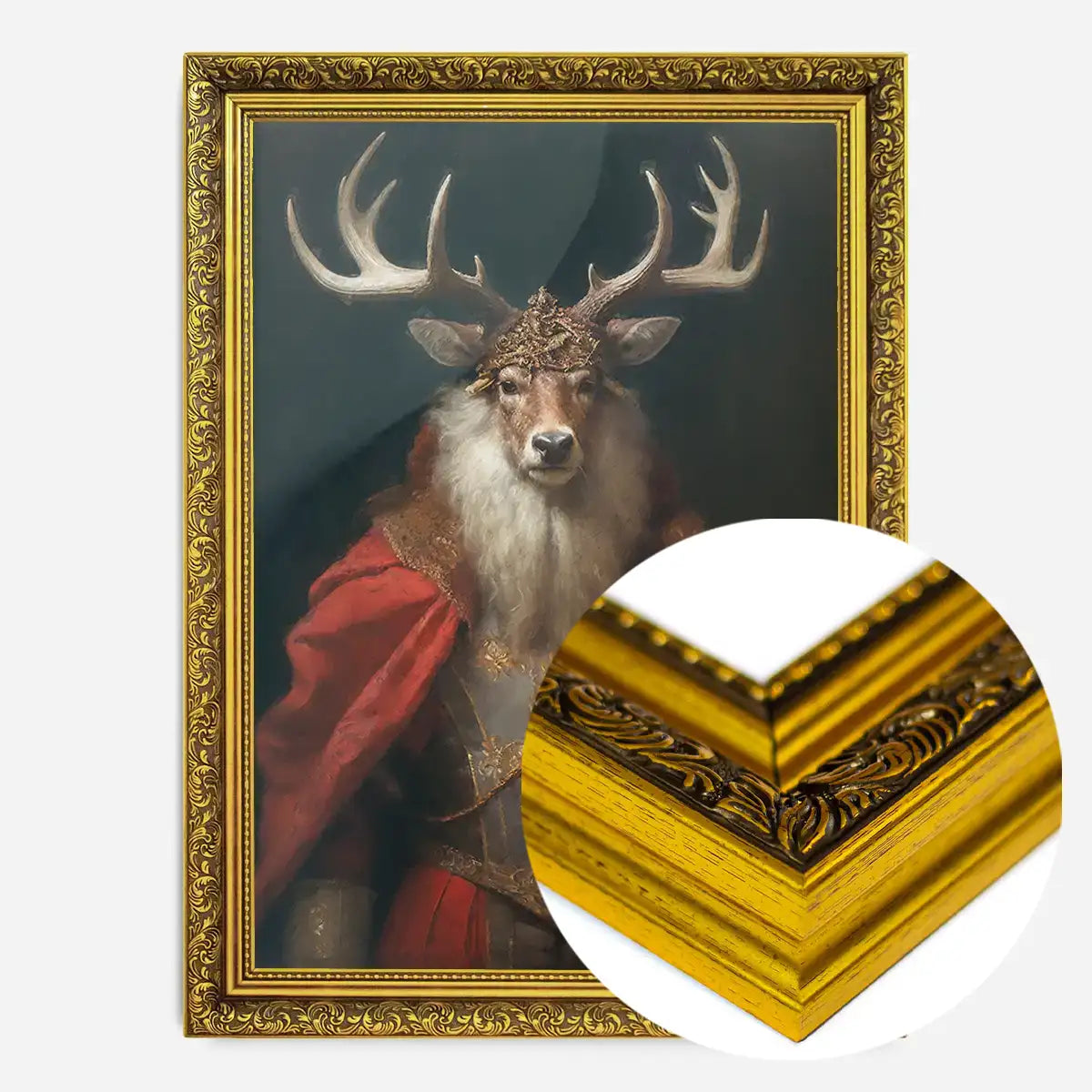 Christmas Stag Animal Portrait Print