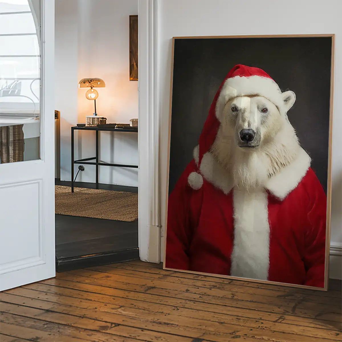 Christmas Polar Bear Animal Portrait Print