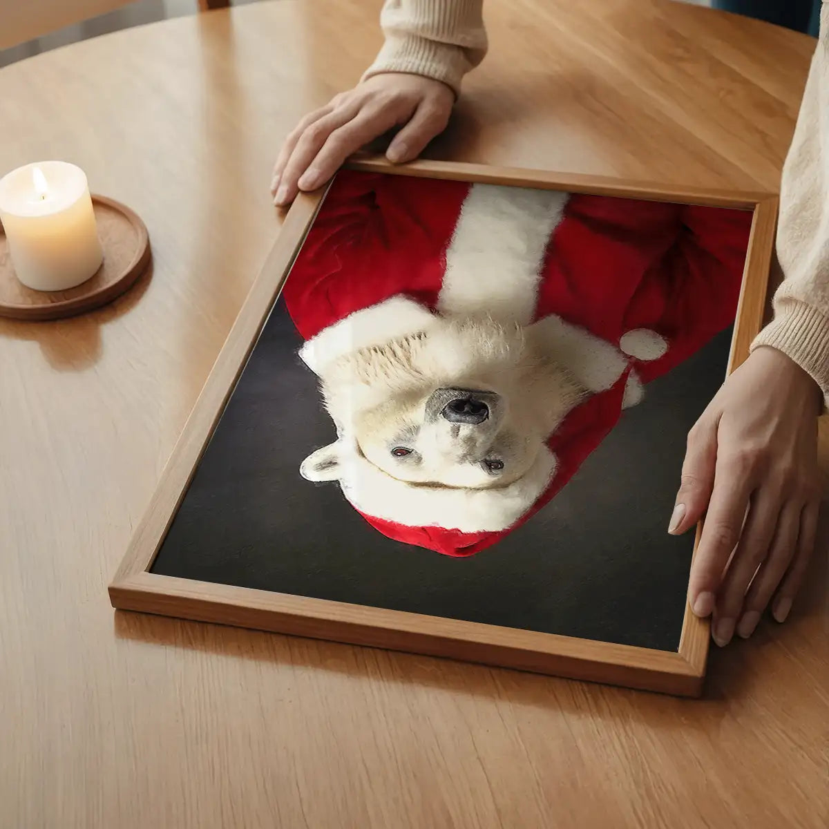 Christmas Polar Bear Animal Portrait Print