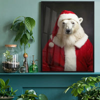Christmas Polar Bear Animal Portrait Print