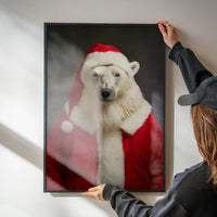 Christmas Polar Bear Animal Portrait Print