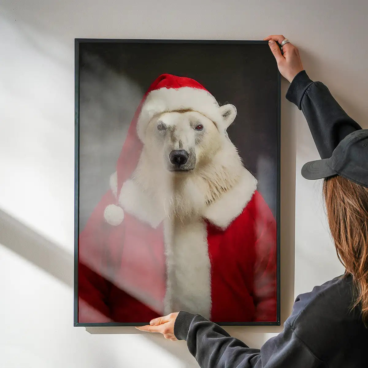 Christmas Polar Bear Animal Portrait Print