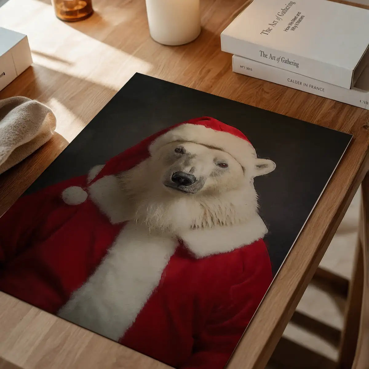 Christmas Polar Bear Animal Portrait Print