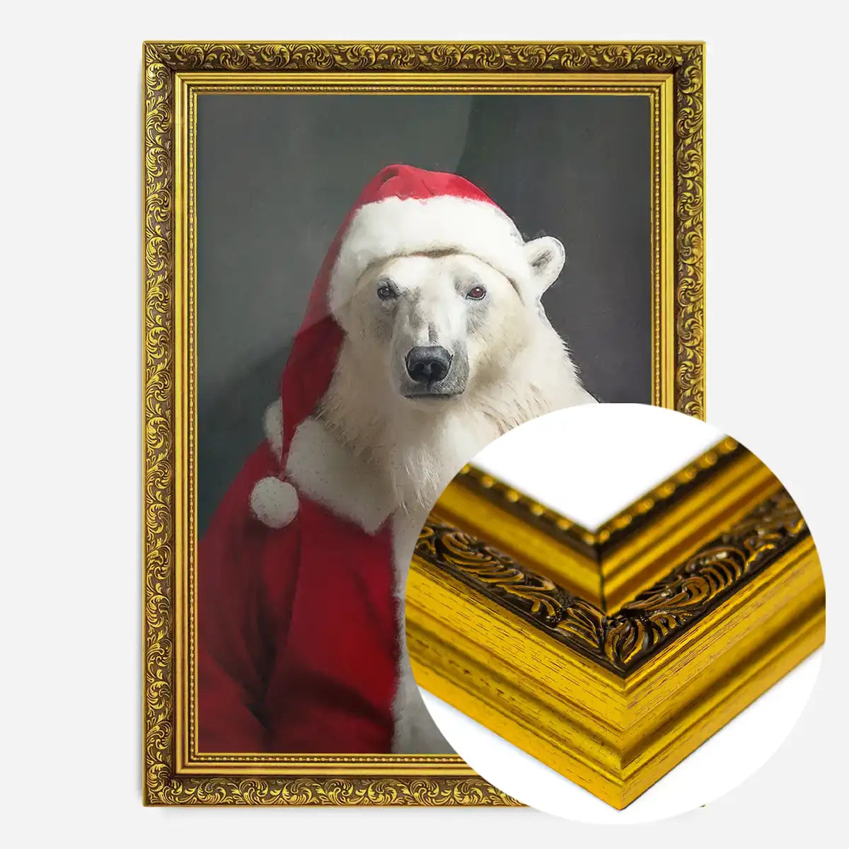 Christmas Polar Bear Animal Portrait Print