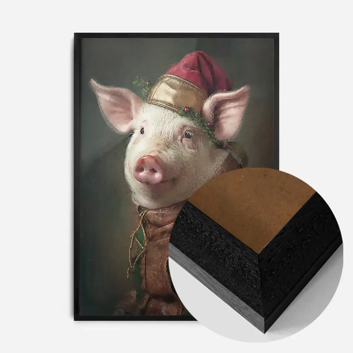 Christmas Pig Animal Portrait Print