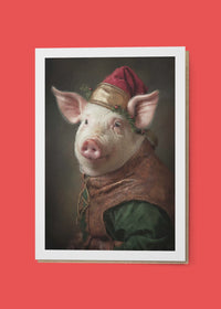 Pig Christmas A6 Christmas Greetings Card