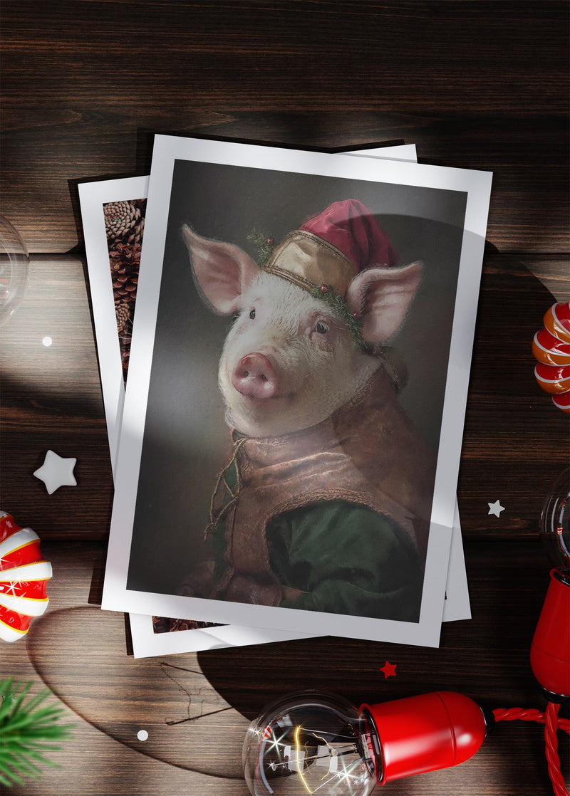 Pig Christmas A6 Christmas Greetings Card