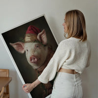 Christmas Pig Animal Portrait Print