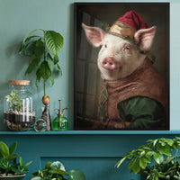 Christmas Pig Animal Portrait Print