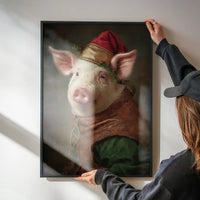 Christmas Pig Animal Portrait Print