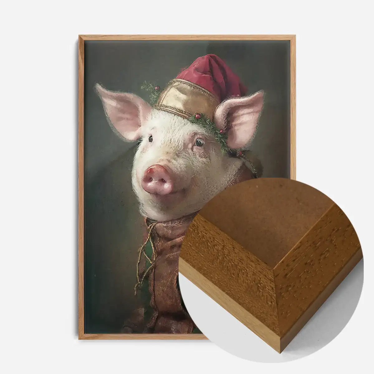 Christmas Pig Animal Portrait Print