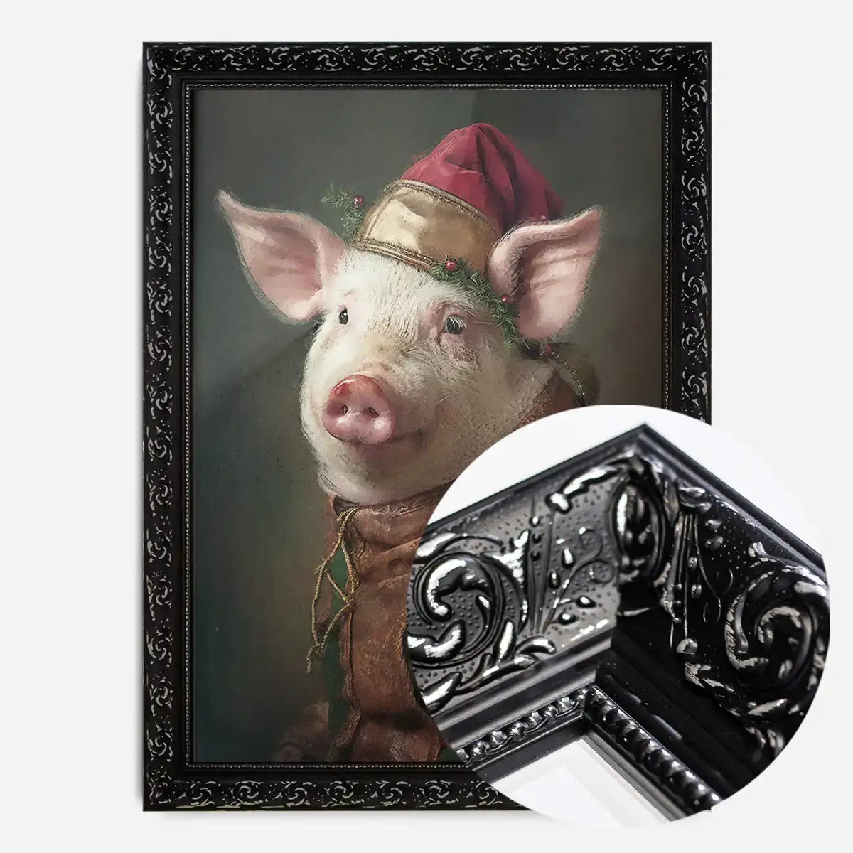 Christmas Pig Animal Portrait Print