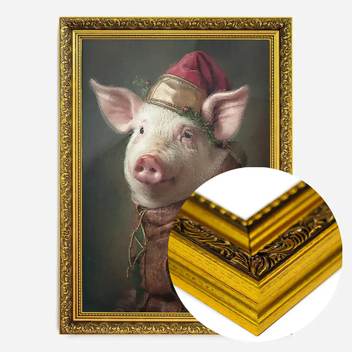 Christmas Pig Animal Portrait Print