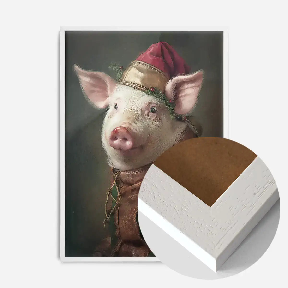 Christmas Pig Animal Portrait Print