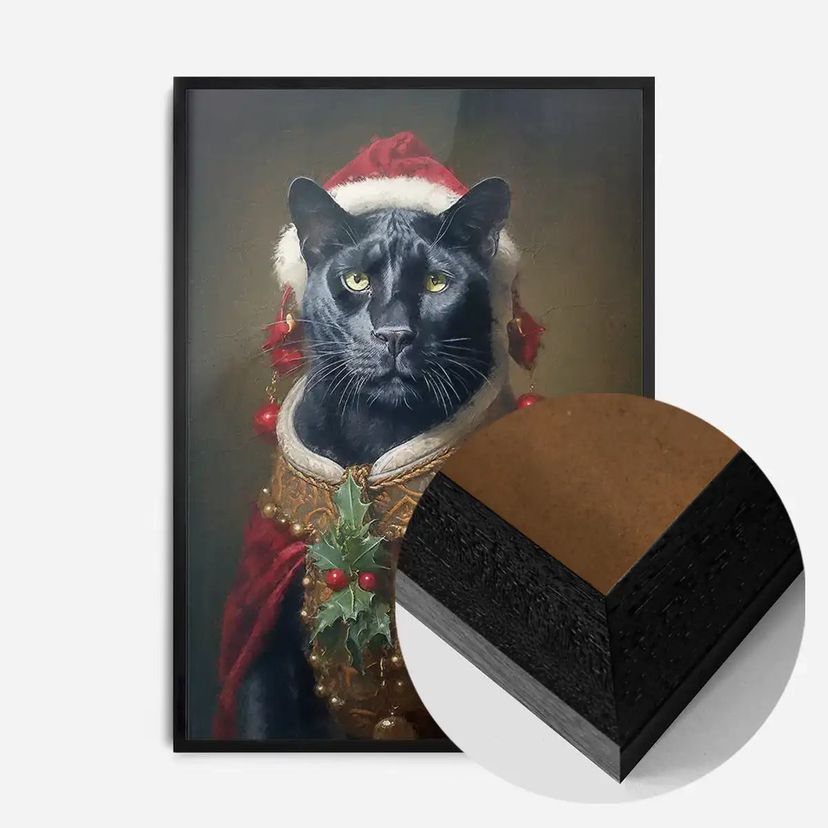 Christmas Panther Animal Portrait Print