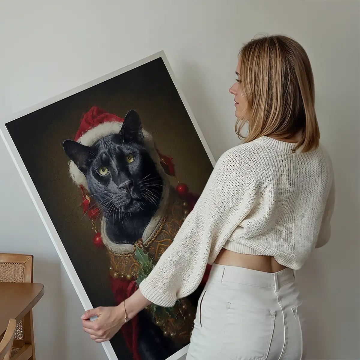 Christmas Panther Animal Portrait Print