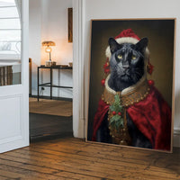 Christmas Panther Animal Portrait Print