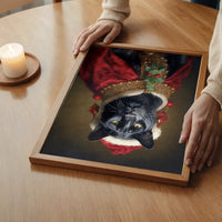 Christmas Panther Animal Portrait Print