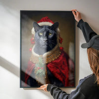 Christmas Panther Animal Portrait Print