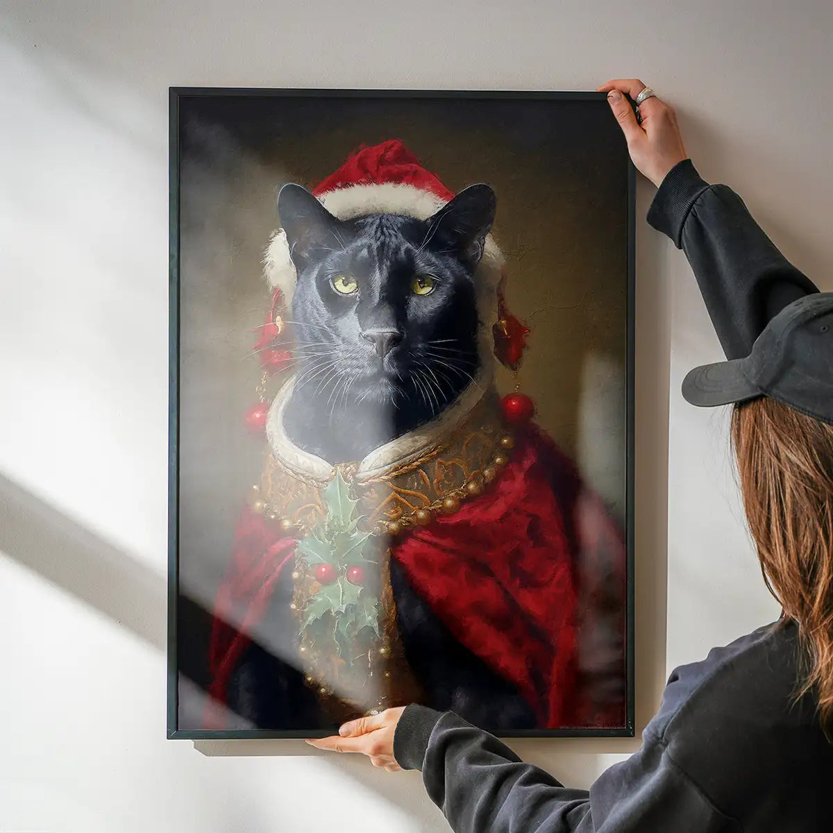 Christmas Panther Animal Portrait Print