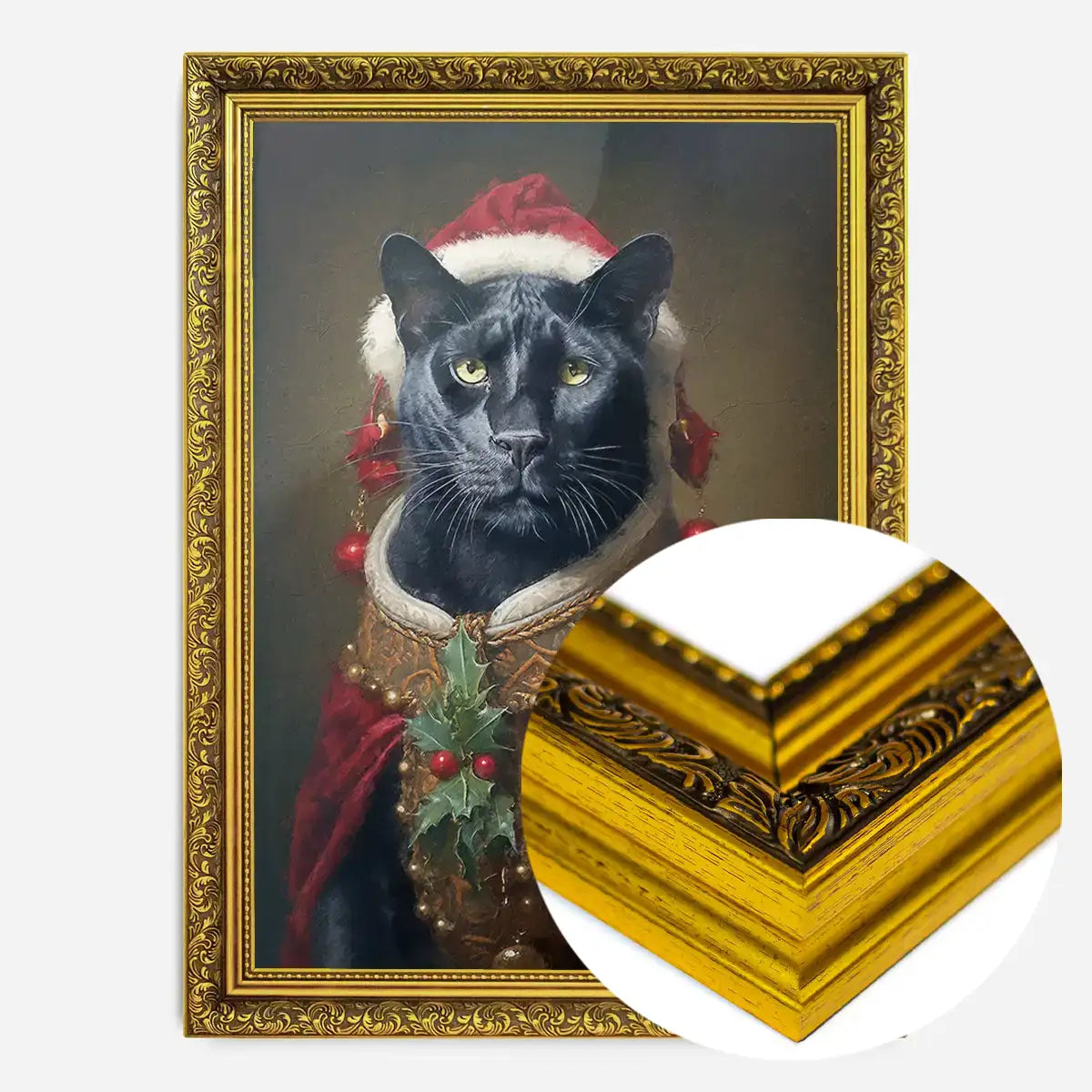 Christmas Panther Animal Portrait Print