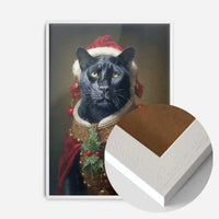 Christmas Panther Animal Portrait Print