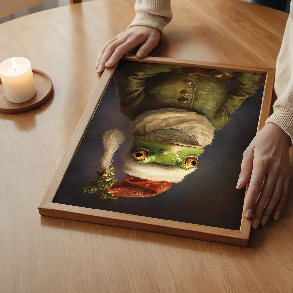 Christmas Frog Animal Portrait Print