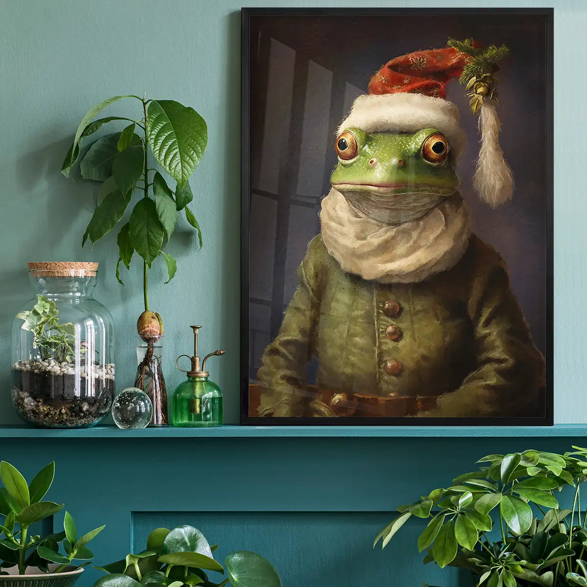 Christmas Frog Animal Portrait Print
