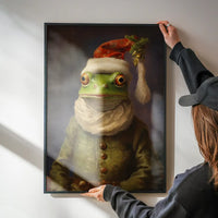 Christmas Frog Animal Portrait Print