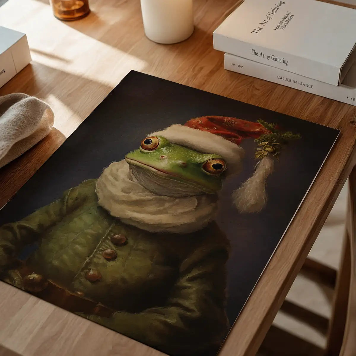 Christmas Frog Animal Portrait Print