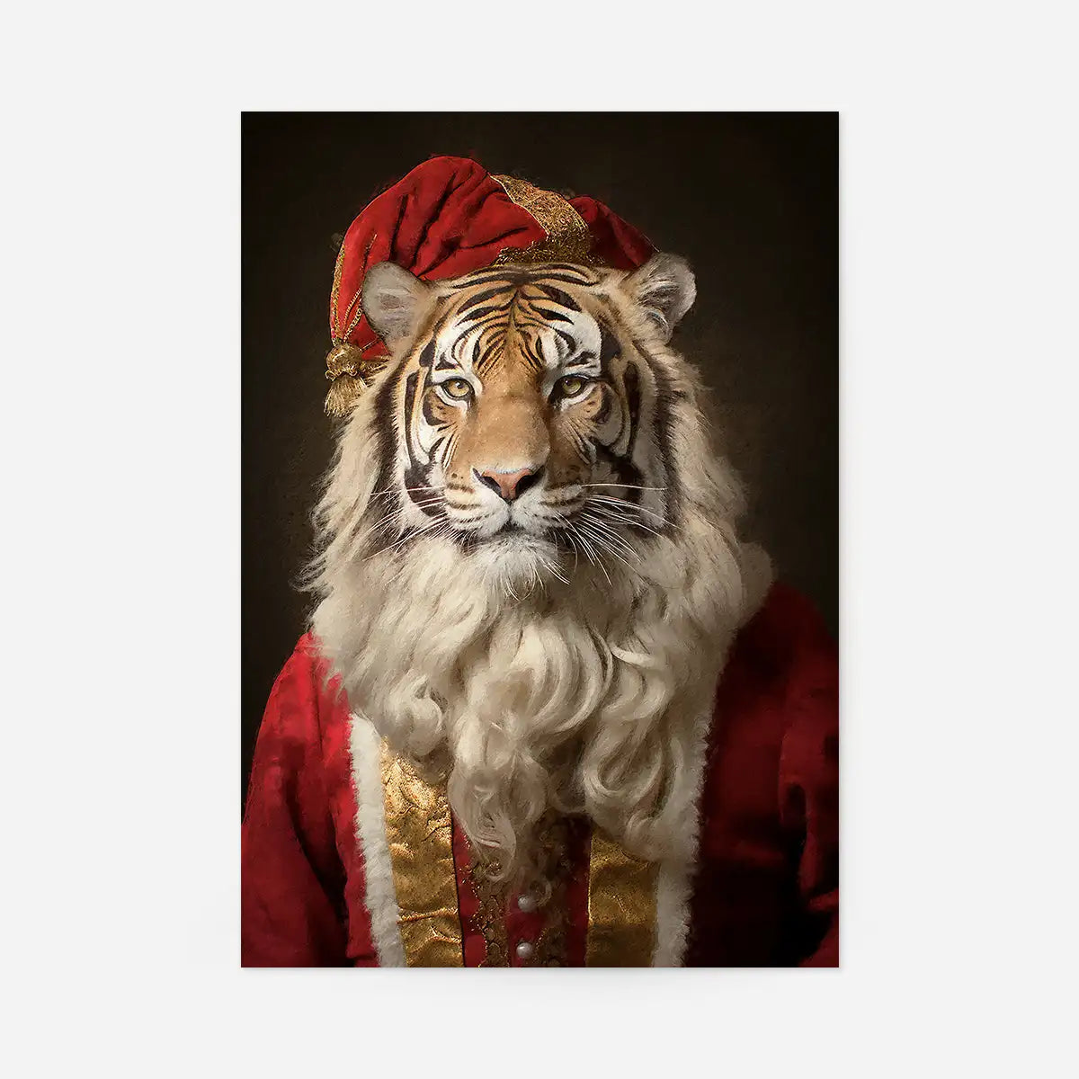 Christmas Tiger Animal Portrait Print