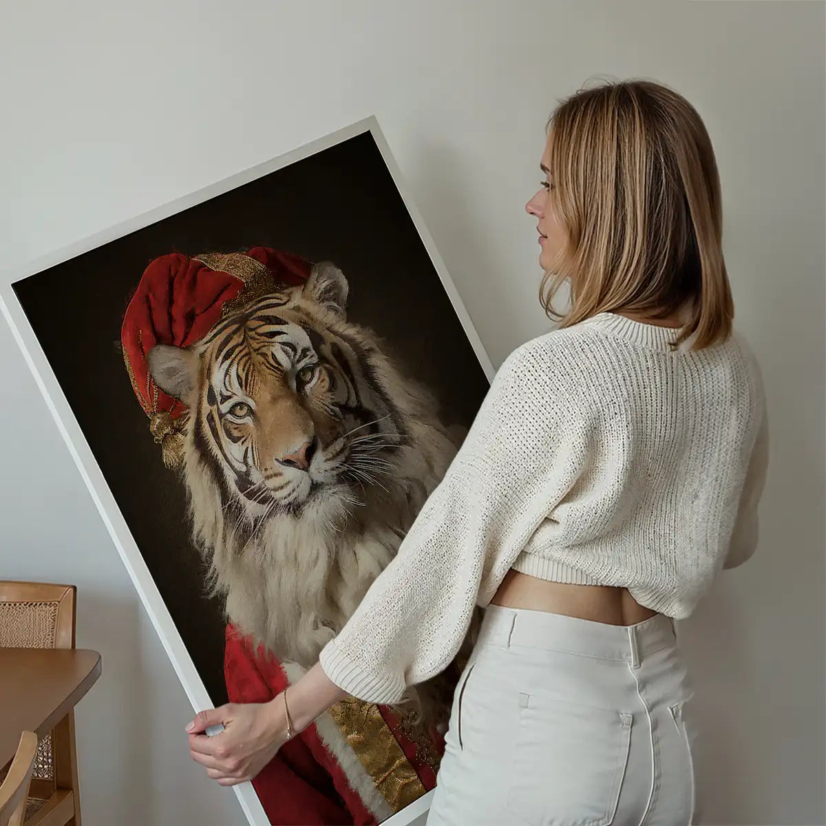 Christmas Tiger Animal Portrait Print