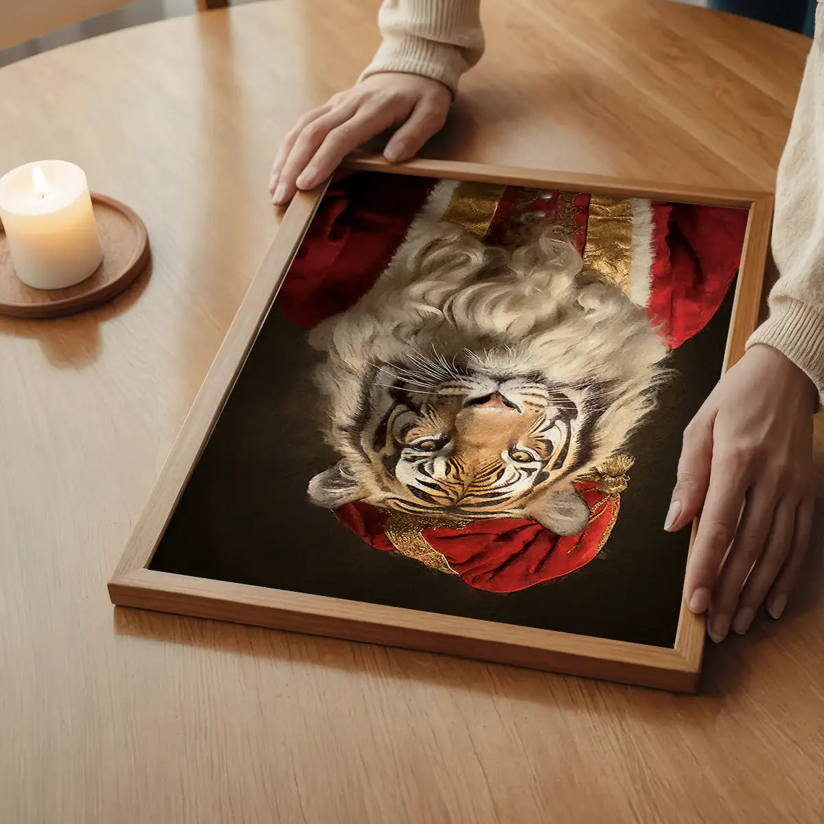 Christmas Tiger Animal Portrait Print