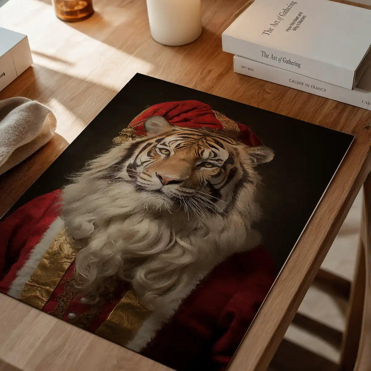 Christmas Tiger Animal Portrait Print