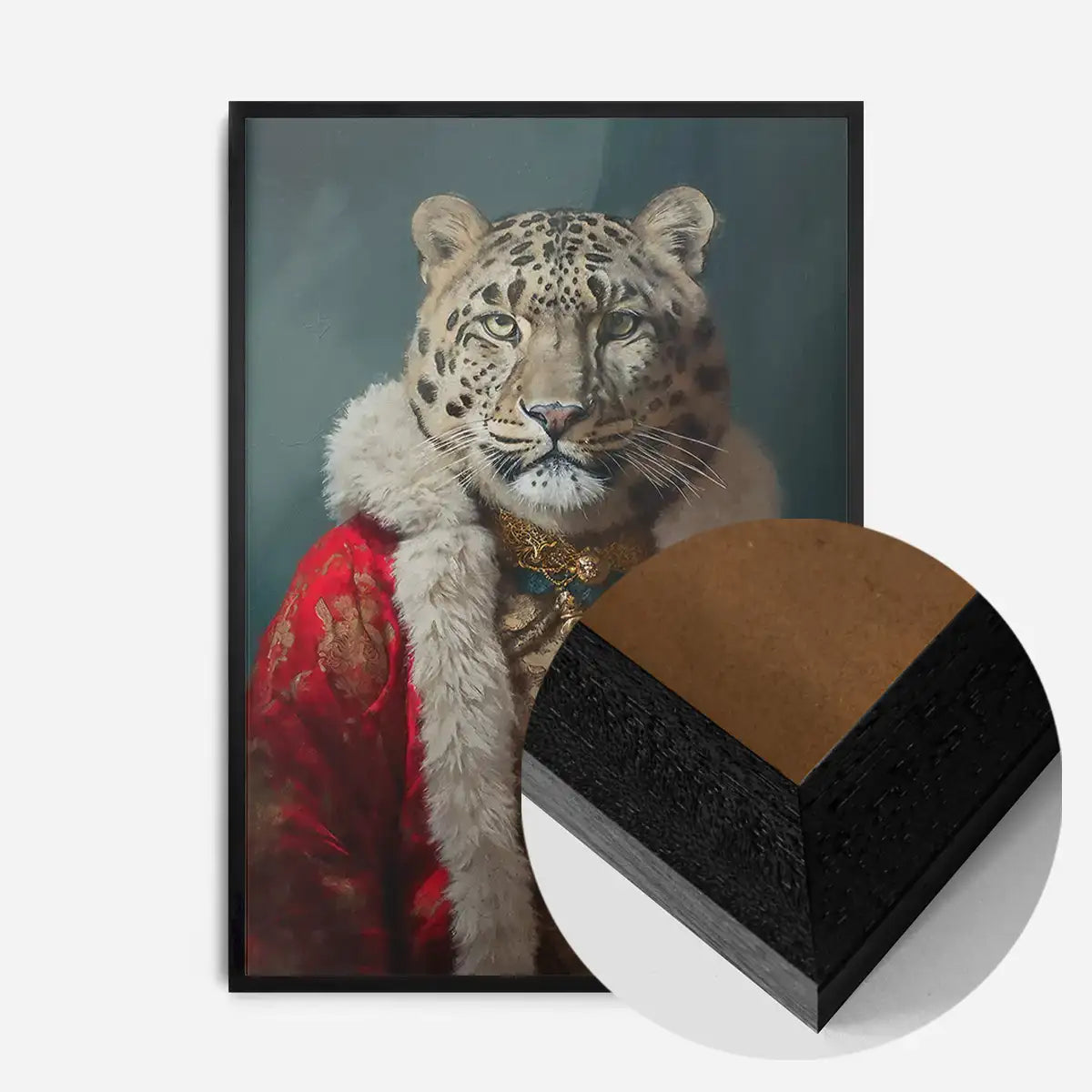 Christmas Snow Leopard Animal Portrait Print